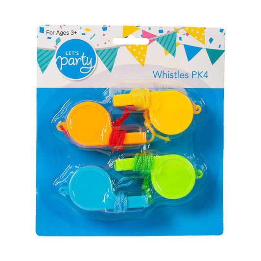 Let's Party Toy Whistles 4pk