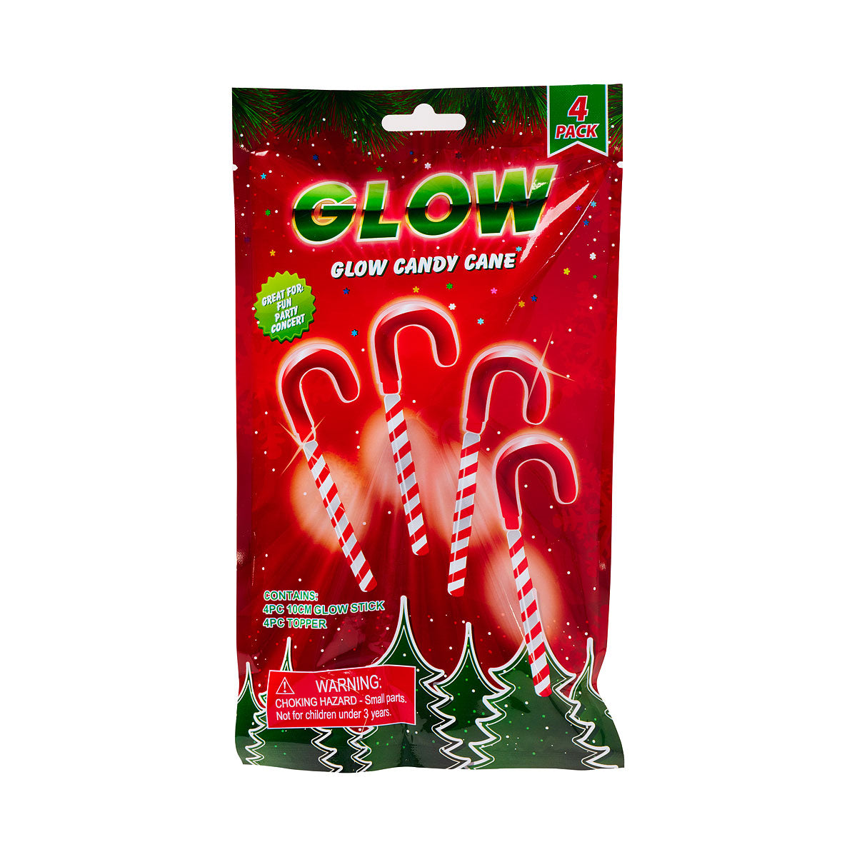 Glow Candy Cane 10cm 4pk