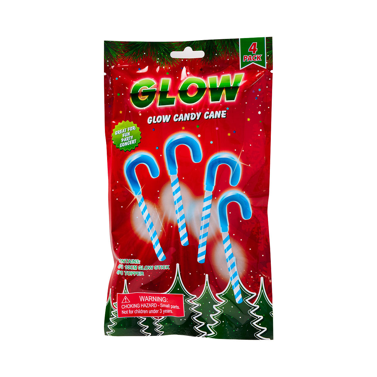 Glow Candy Cane 10cm 4pk