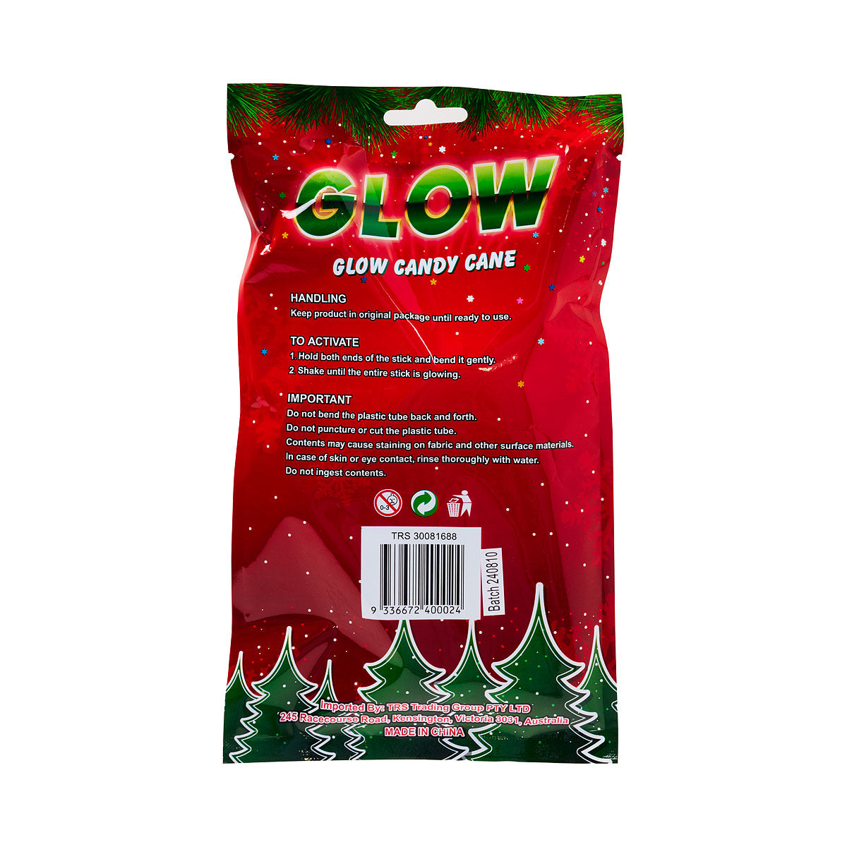 Glow Candy Cane 10cm 4pk