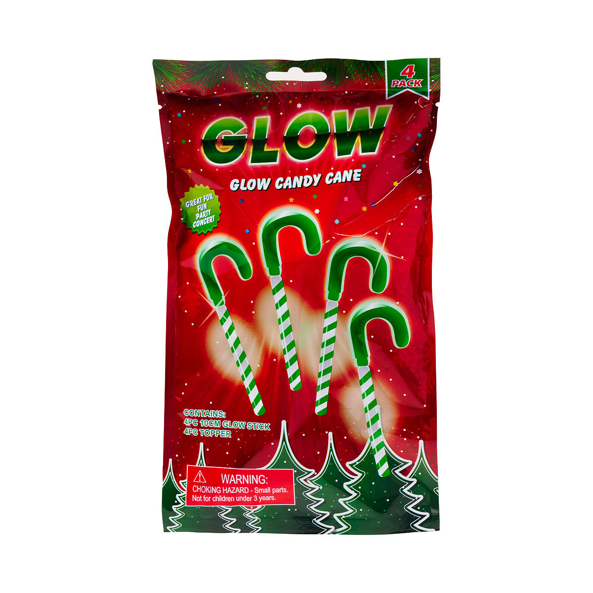 Glow Candy Cane 10cm 4pk