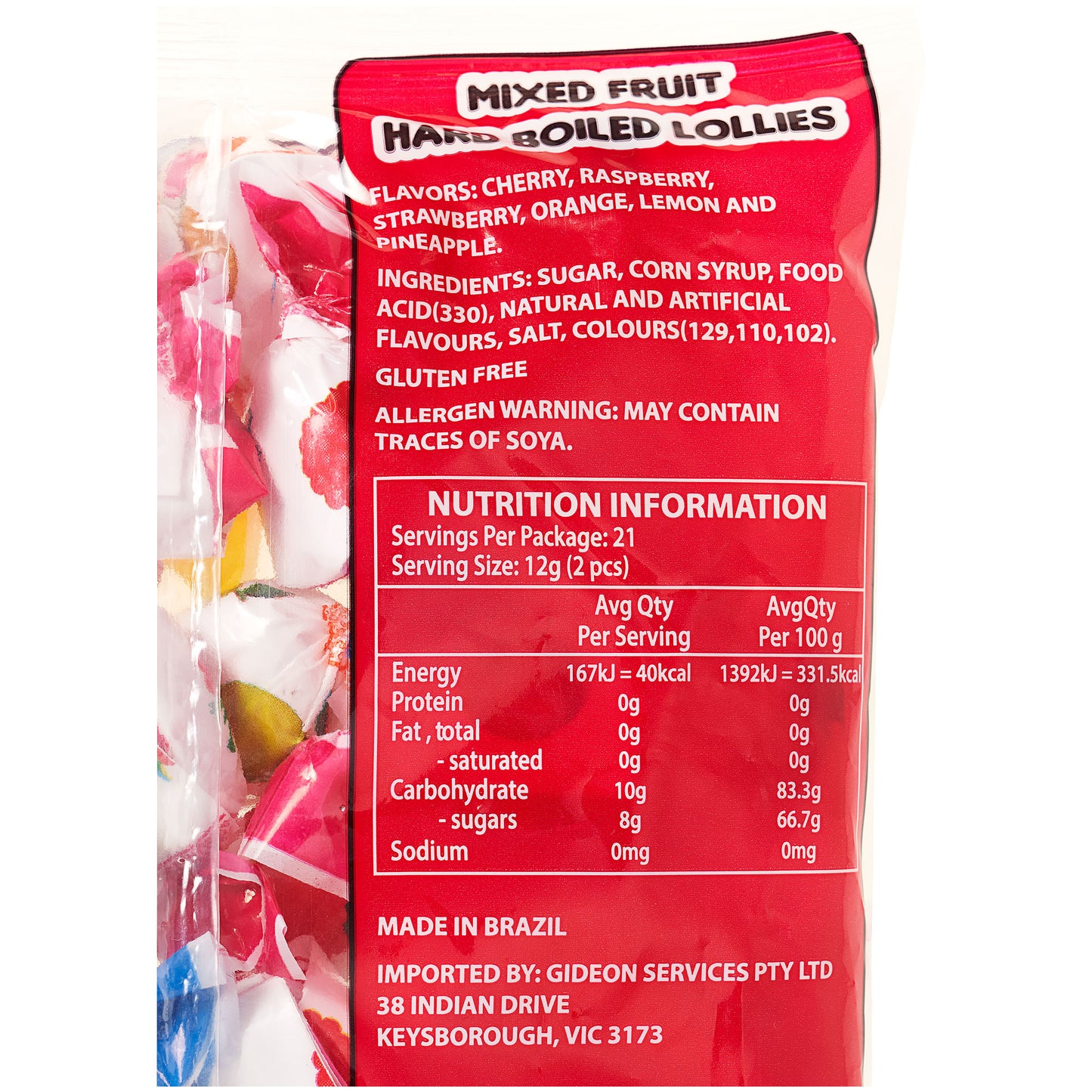 Hard Boiled Lollies Bag Mixed Fruit 250g