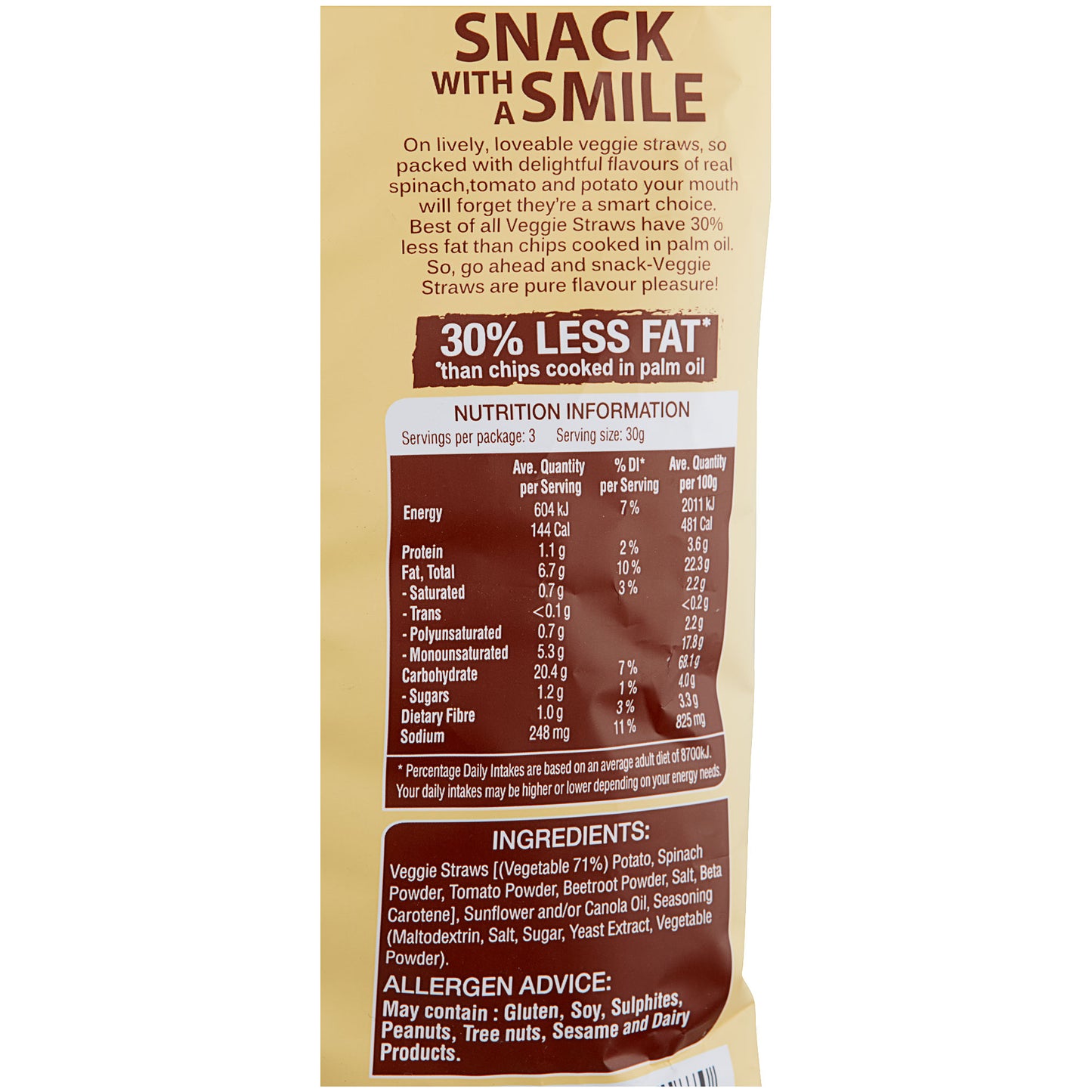 Smart Snack Veggie Straws 90g