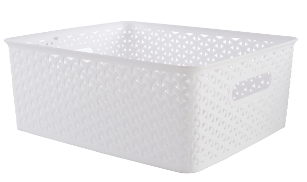 Plastic Storage Basket Medium White