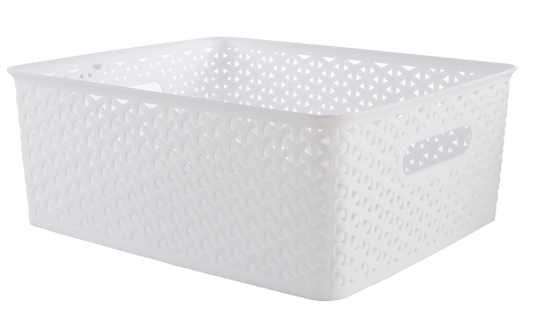 Plastic Storage Basket Medium White