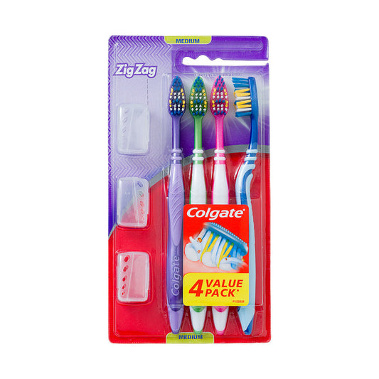 Colgate Zig Zag Medium Toothbrush 4pk