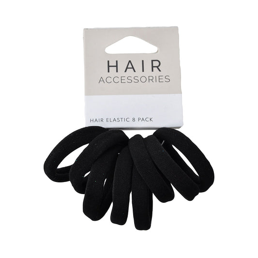 Hair Ring Thick Black  8pk