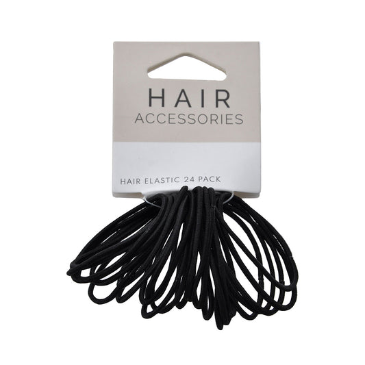 Hair Elastic Thin Black 24pk