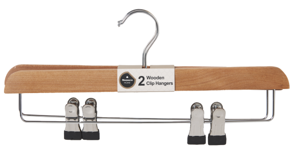 Wooden Hangers with Clips 2pk