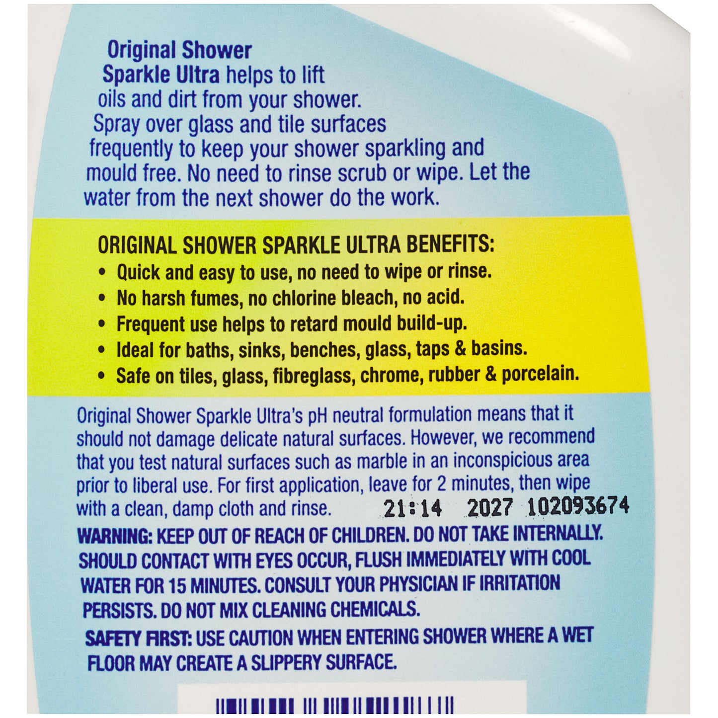 Original Sparkle Ultra Shower Cleaning Spray 750mL