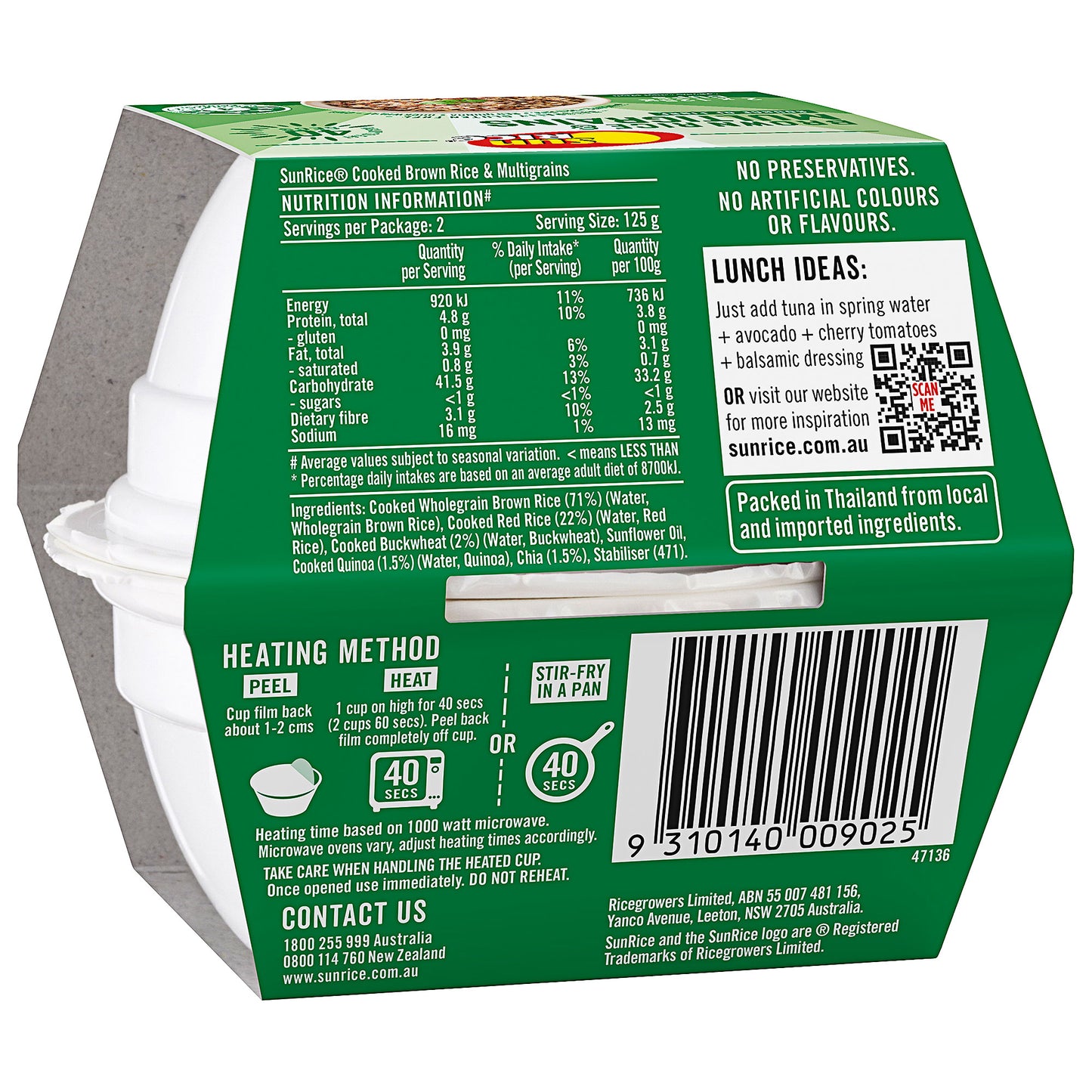 SunRice Brown Rice & Multigrain Cups 2x125g