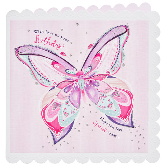 Traditional Pink Butterfly Birthday Card
