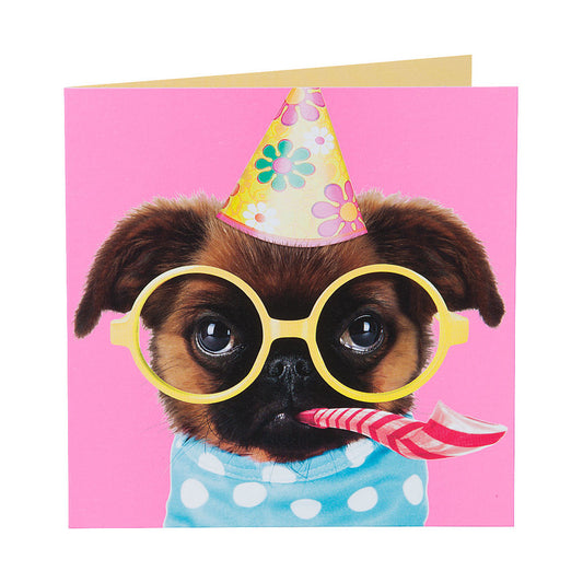 Cute Puppy Party Hat Birthday Card