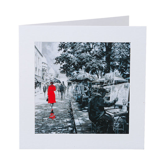 Contemporary Lady In Red Greeting Card