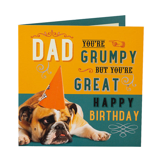 Cute Grumpy Dog Dad Birthday Card