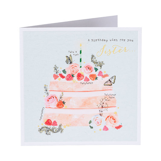 Traditional Sister Cake Birthday Card