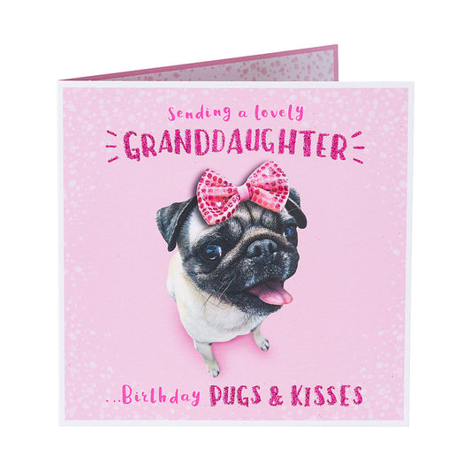 Cute Pug Granddaughter Birthday Card