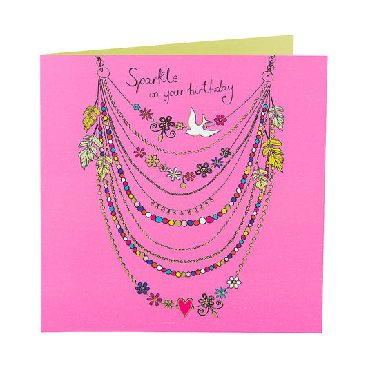 Traditional Pink Necklace Birthday Card