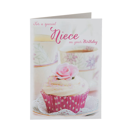 Traditional Niece Cup Cake Birthday Card