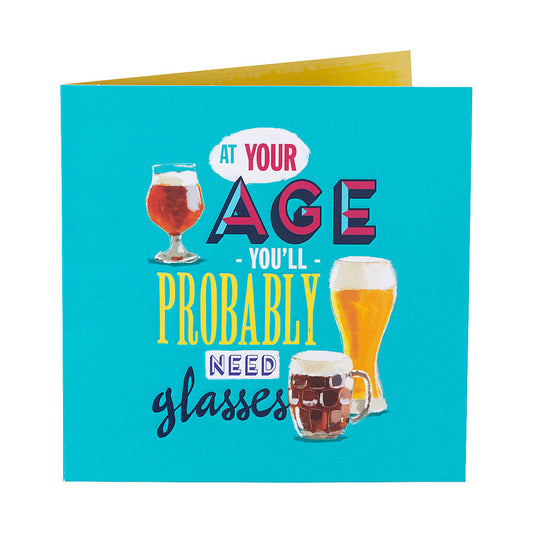 Funny Age Glasses Birthday Card