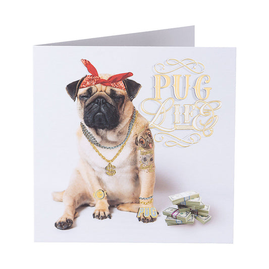 Funny Pug Life Birthday Card