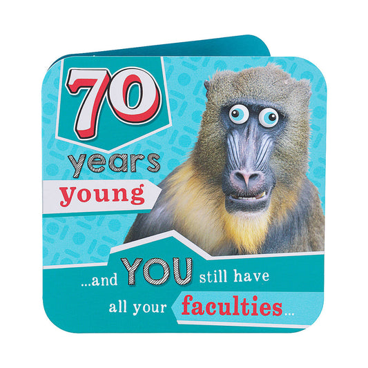 Funny Monkey Male 70th Birthday Card