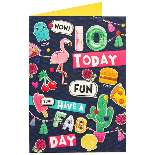 Cute Fun Girl 10th Birthday Card