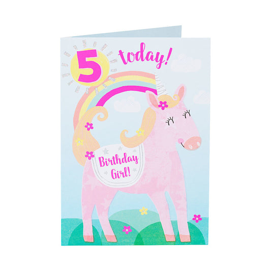 Cute 5 Year Old Girl Birthday Card