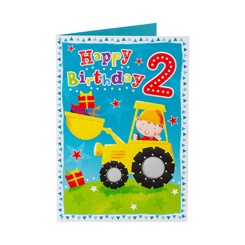 Cute Tractor 2 Year Old Birthday Card