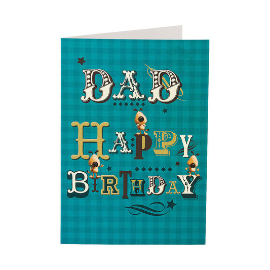 Cute Dogs Happy Birthday Card Dad