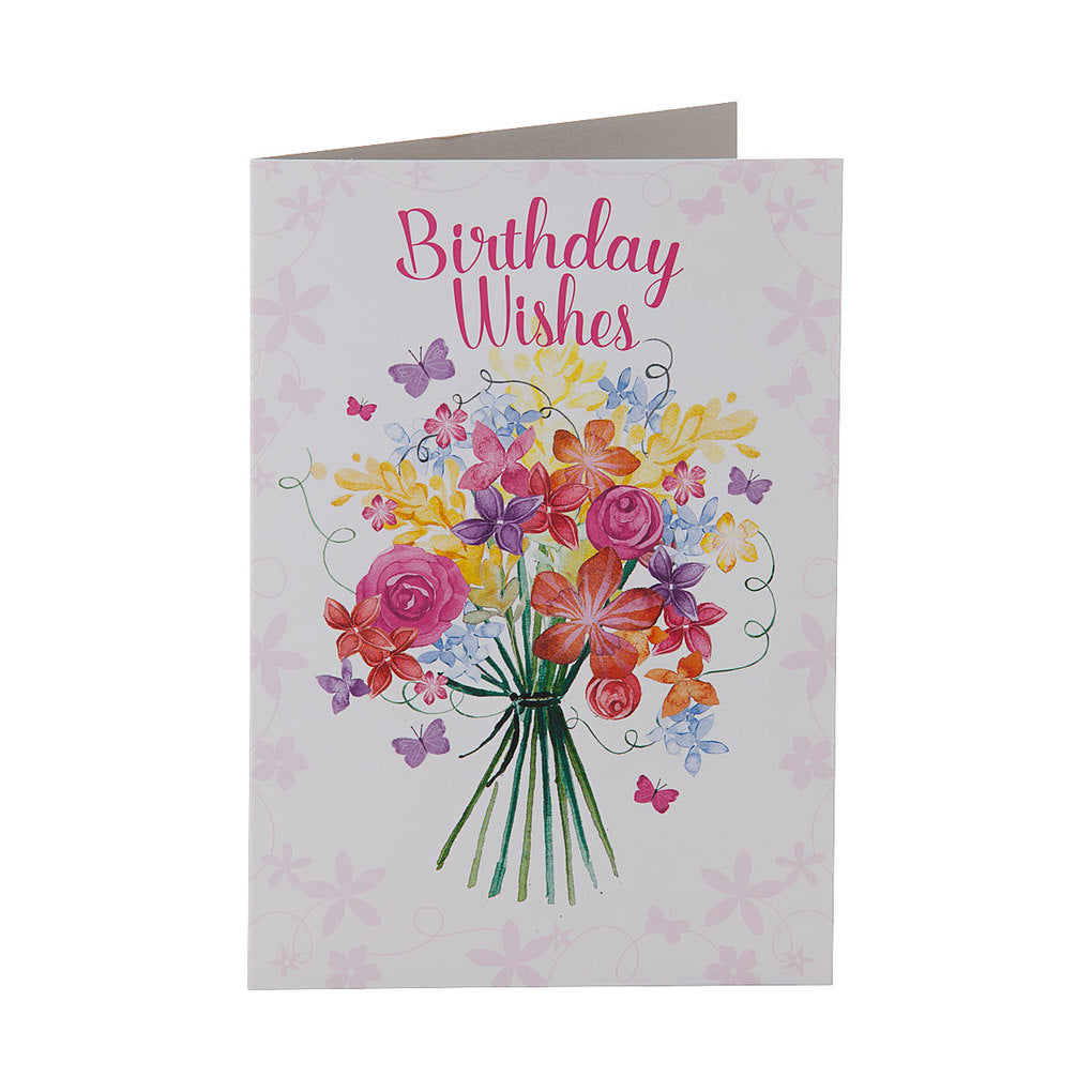 Traditional Flowers Birthday Wishes Card