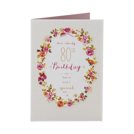 Traditional Female 80th Birthday Card