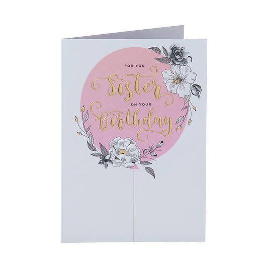 Cute Sister Flowers Birthday Card