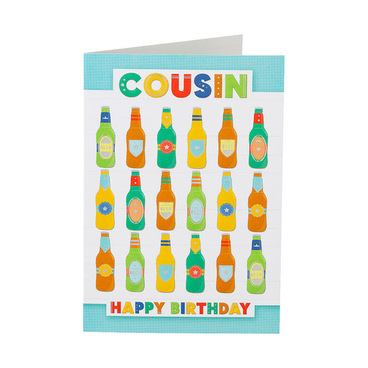 Traditional Bottles Cousin Birthday Card