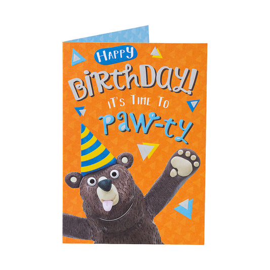 Funny Bear Paw-Ty Birthday Card