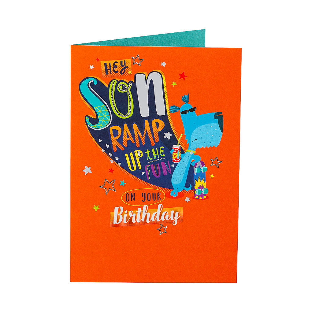 Cute Dog Skateboard Son Birthday Card