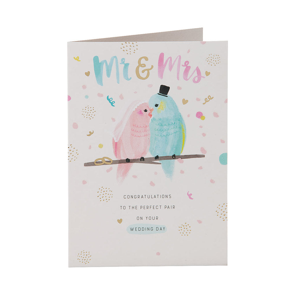 Cute Birds Mr & Mrs Wedding Day