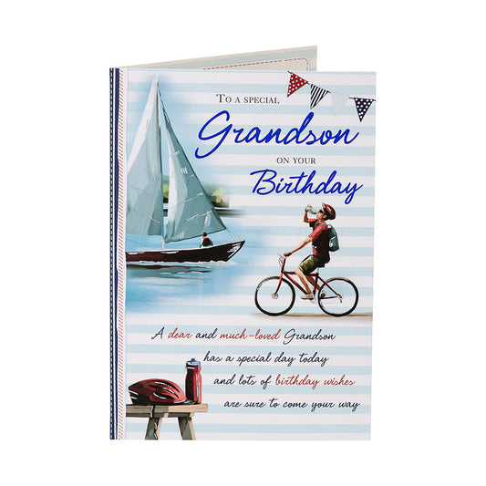 Traditional Blue Grandson Birthday Card