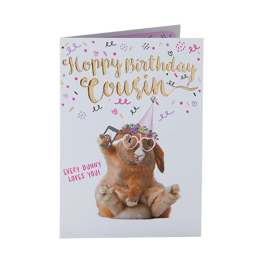 Cute Bunny Cousin Birthday Card