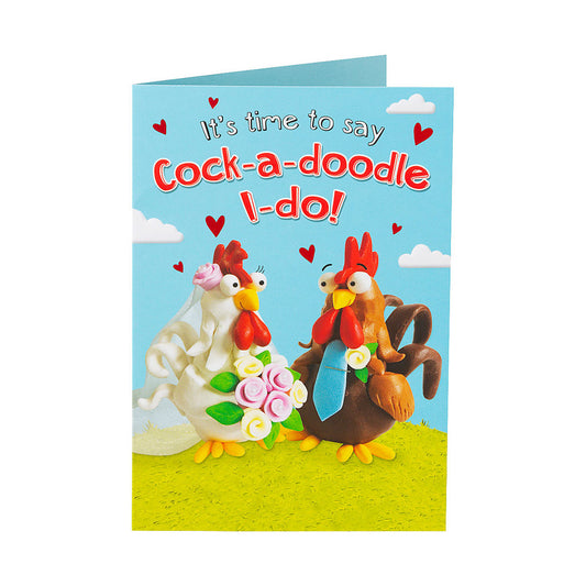 Cute Chicken Rooster "I Do" Wedding Card