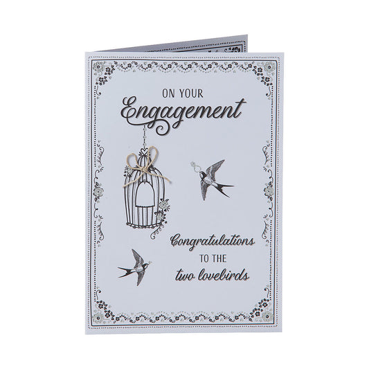 Traditional Love Birds Engagement Card