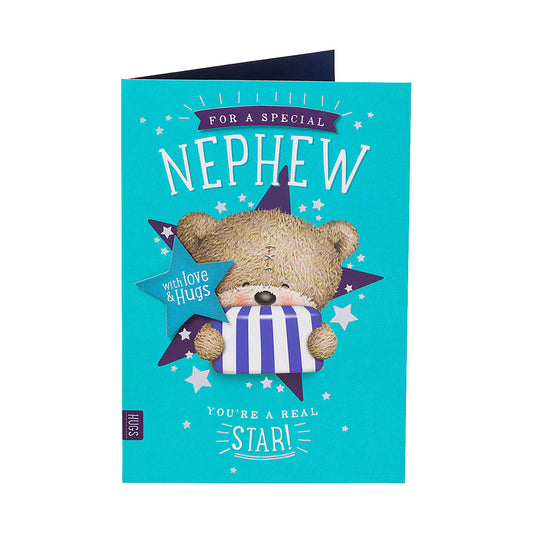 Cute Bear Star Nephew Birthday Card