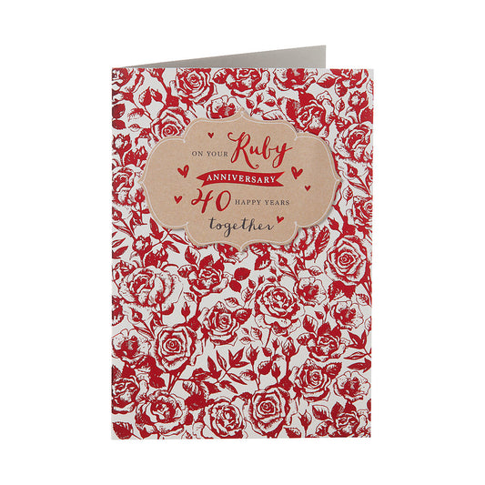 Traditional Roses Ruby Anniversary Card