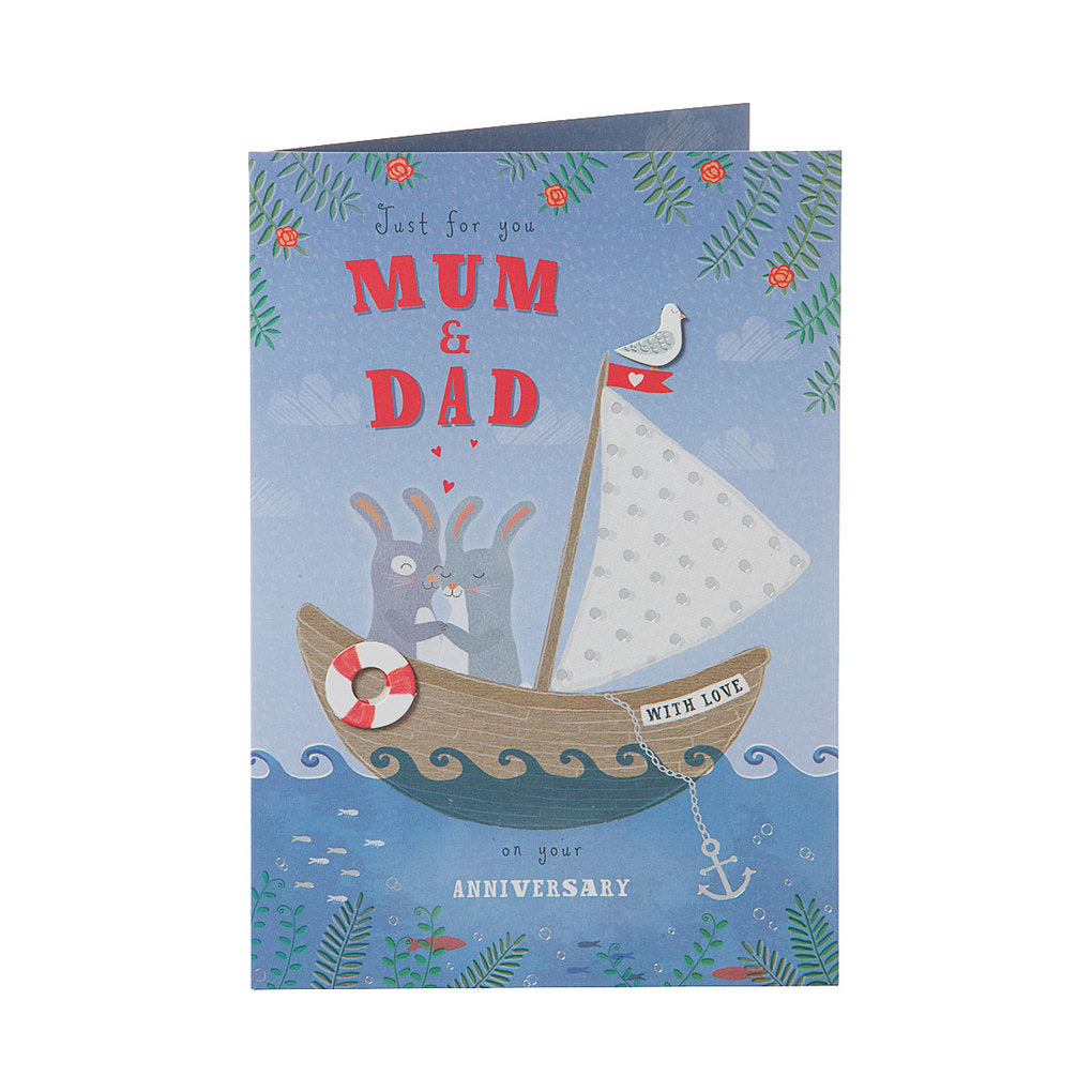 Cute Ship Mum & Dad Anniversary Card