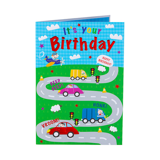 Cute Child Cars Birthday Card