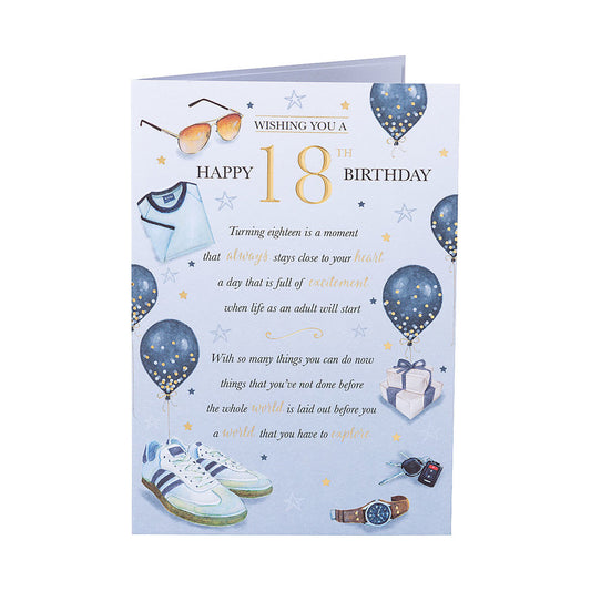 Traditional Blue Male 18th Birthday Card