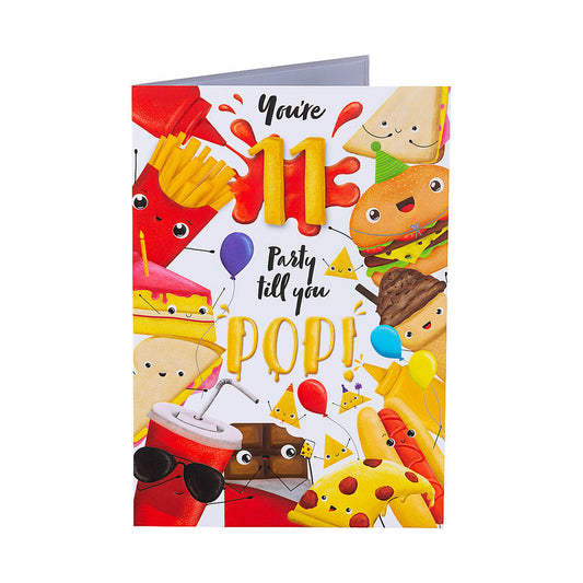 Funny Fast Food Boy 11th Birthday Card