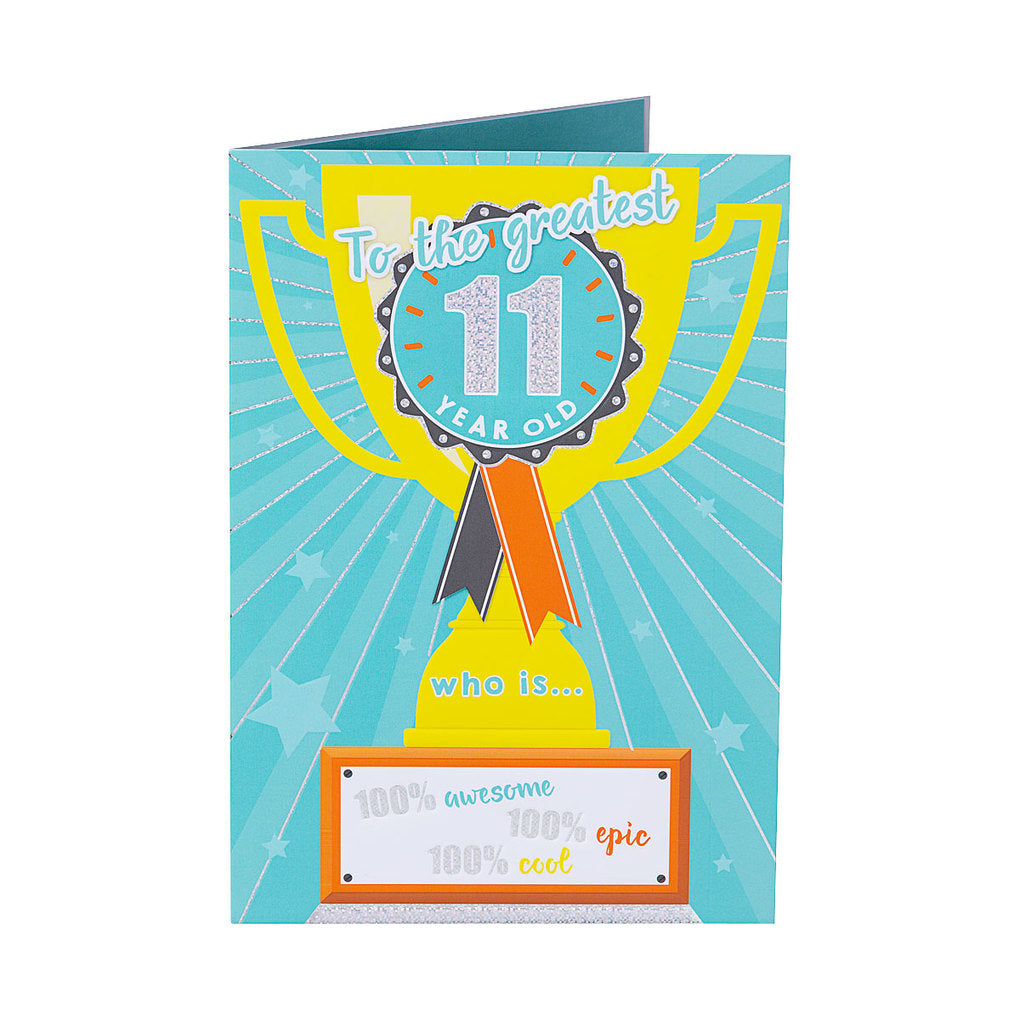 Traditional Trophy 11th Birthday Card