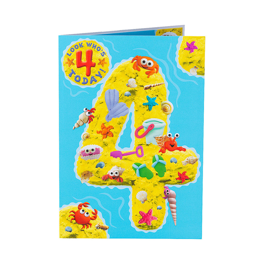 Cute Beach 4th Birthday Card