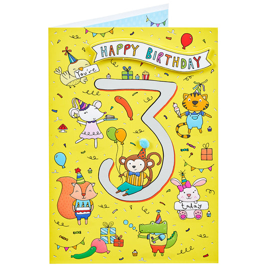 Cute Animals 3rd Birthday Card